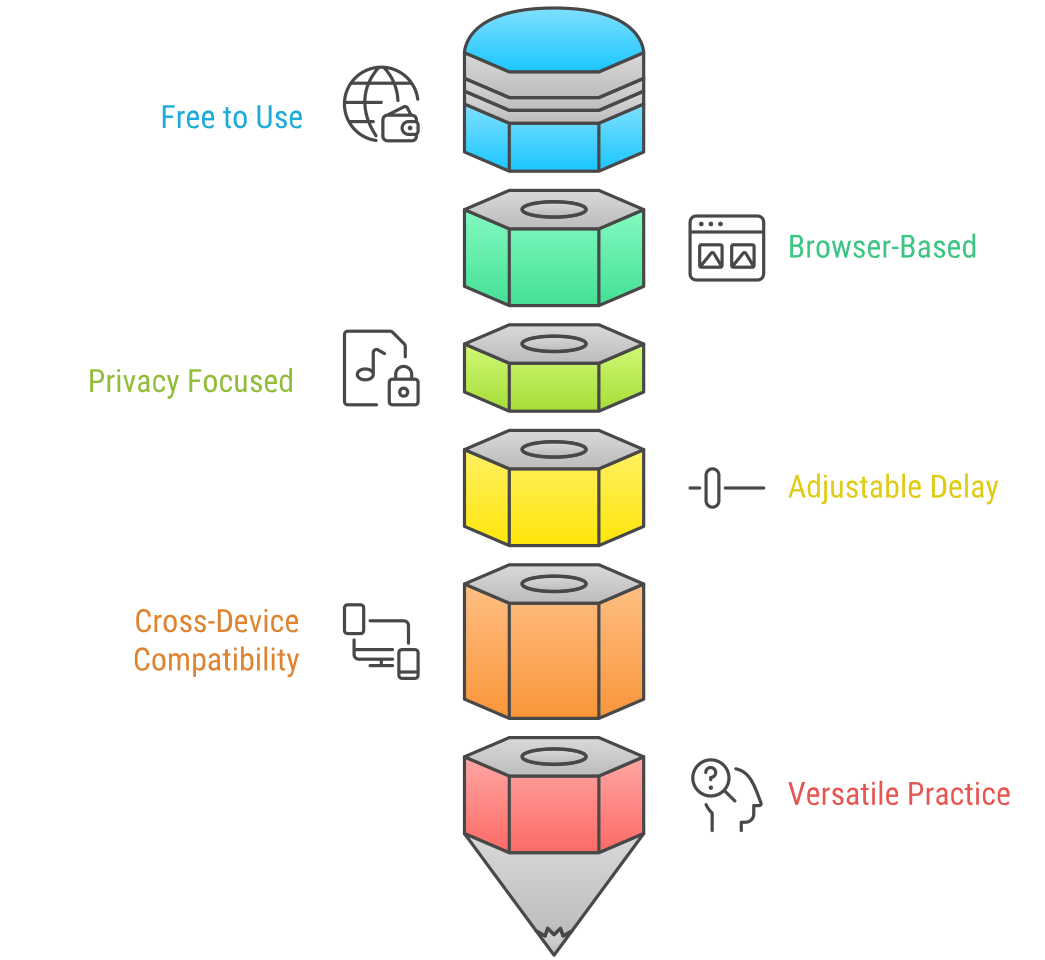 Infographic: key benefits of DAF: improved fluency, privacy (local processing), browser-based, no downloads